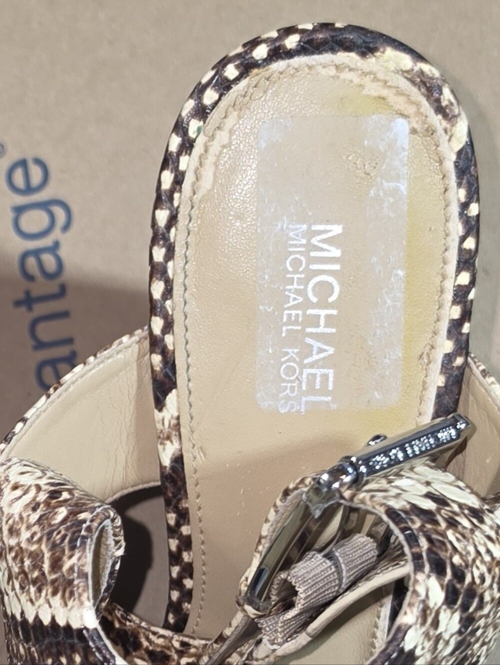 MICHAEL Michael Kors Josephine Snake-Print Wedge Embossed Leather Sandals - Picture 9 of 9